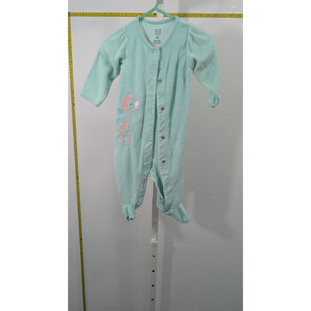 Just One‎ You by Carters Baby Girls Mint Green Giraffe Snap Footed Sleeper 6M